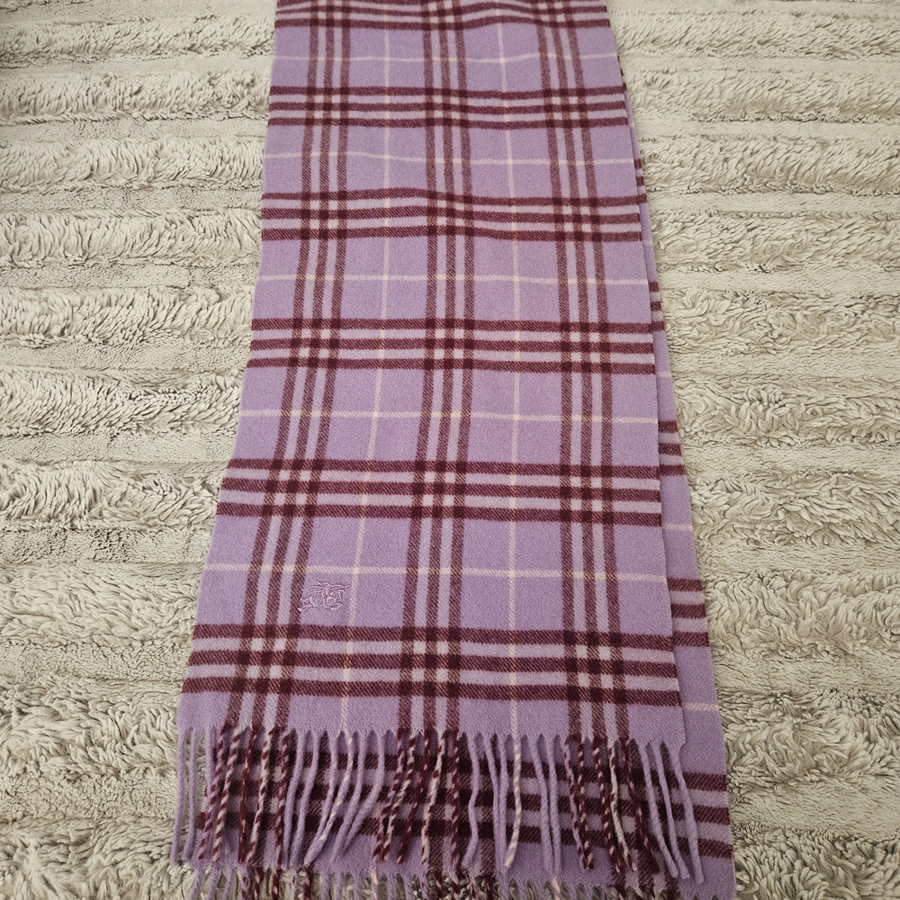 Burberry Lavender and Burgundy Checkered Scarf